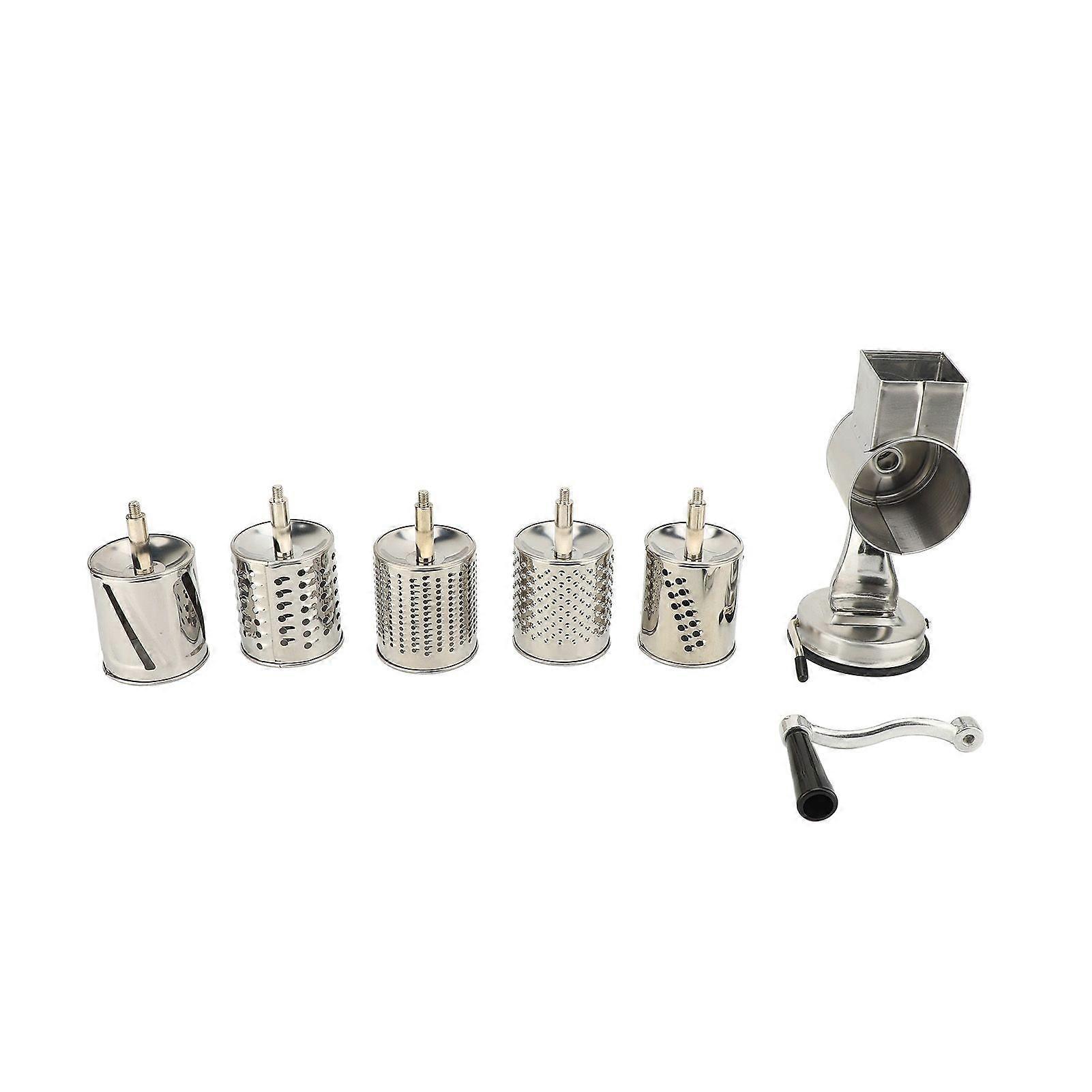 Manual Cheese Grater Cheese Shredder with 5 Interchangeable Blades Stainless Steel Hand Crank Vegetable Grater with Reinforced Suction