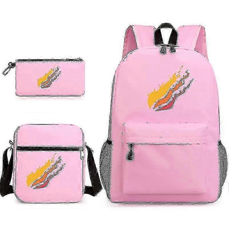 Prestonplayz Backpack Casual Student Schoolbag Three-Piece Set 2025