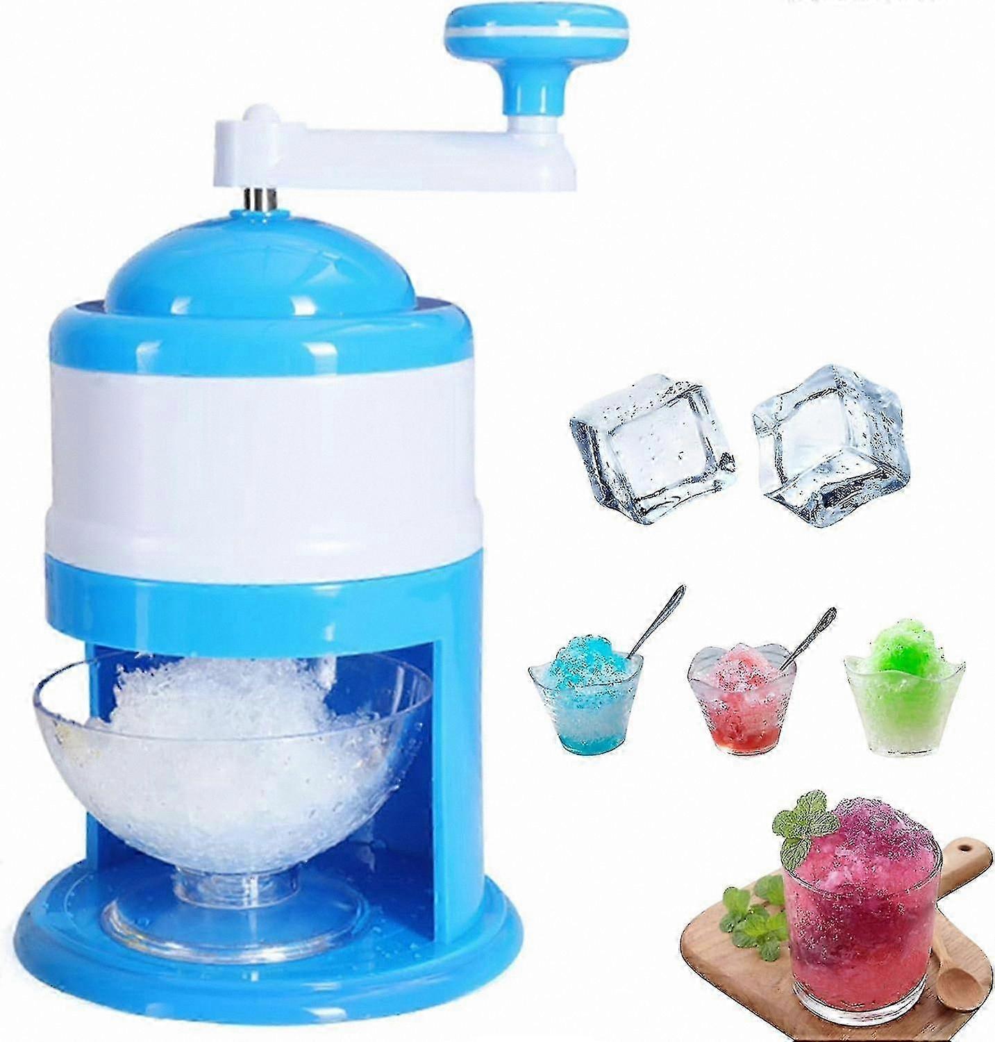 Manual Ice Shaver with Hand Crank, Portable Snow Cone Maker for Home Use
