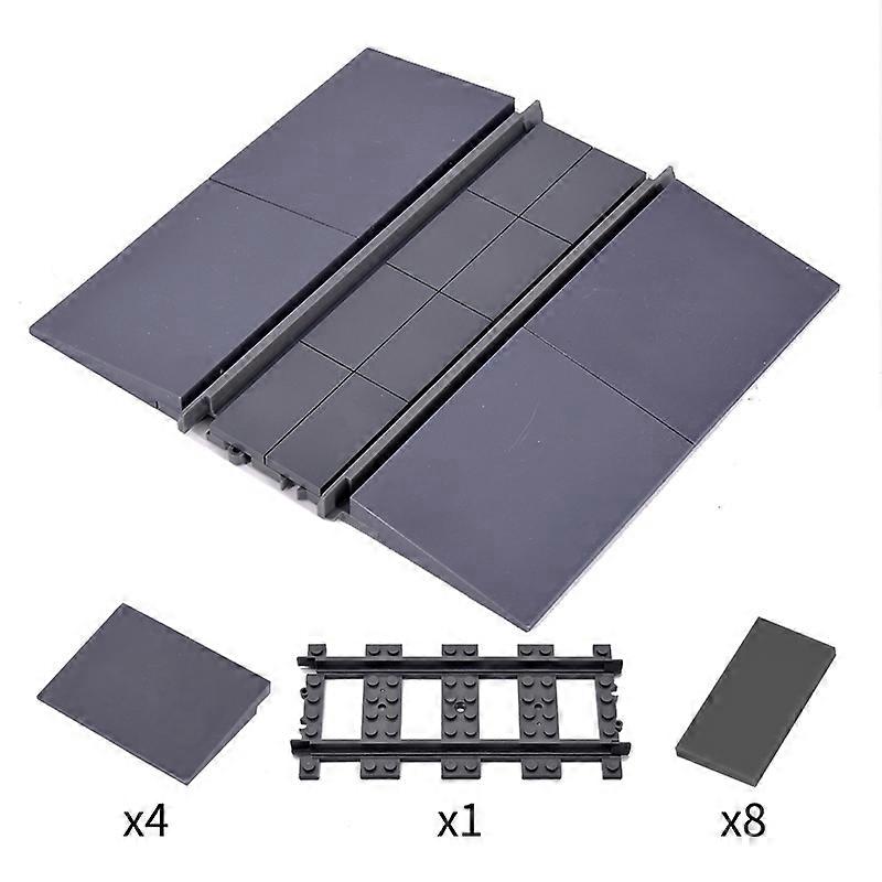 MOC City Train Rail Crossing Tracks Set Stud Gap Triple Switch Bricks Building Blocks Technical According