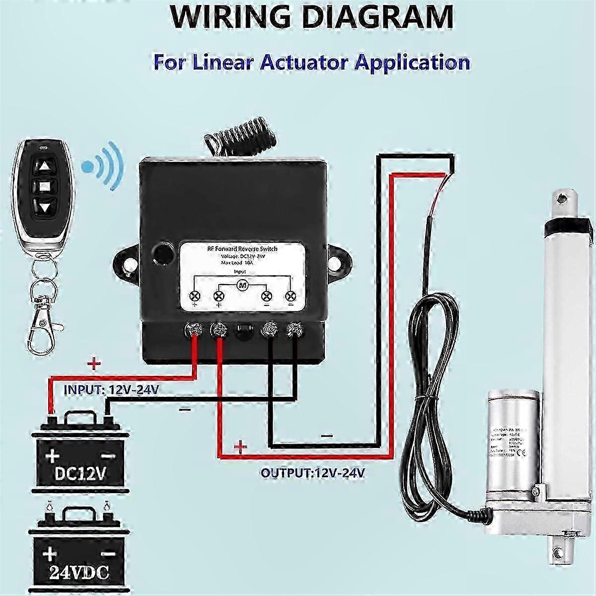 12V-24V Linear Actuator Remote with Forward Reverse Switch 10A 165ft Range Control