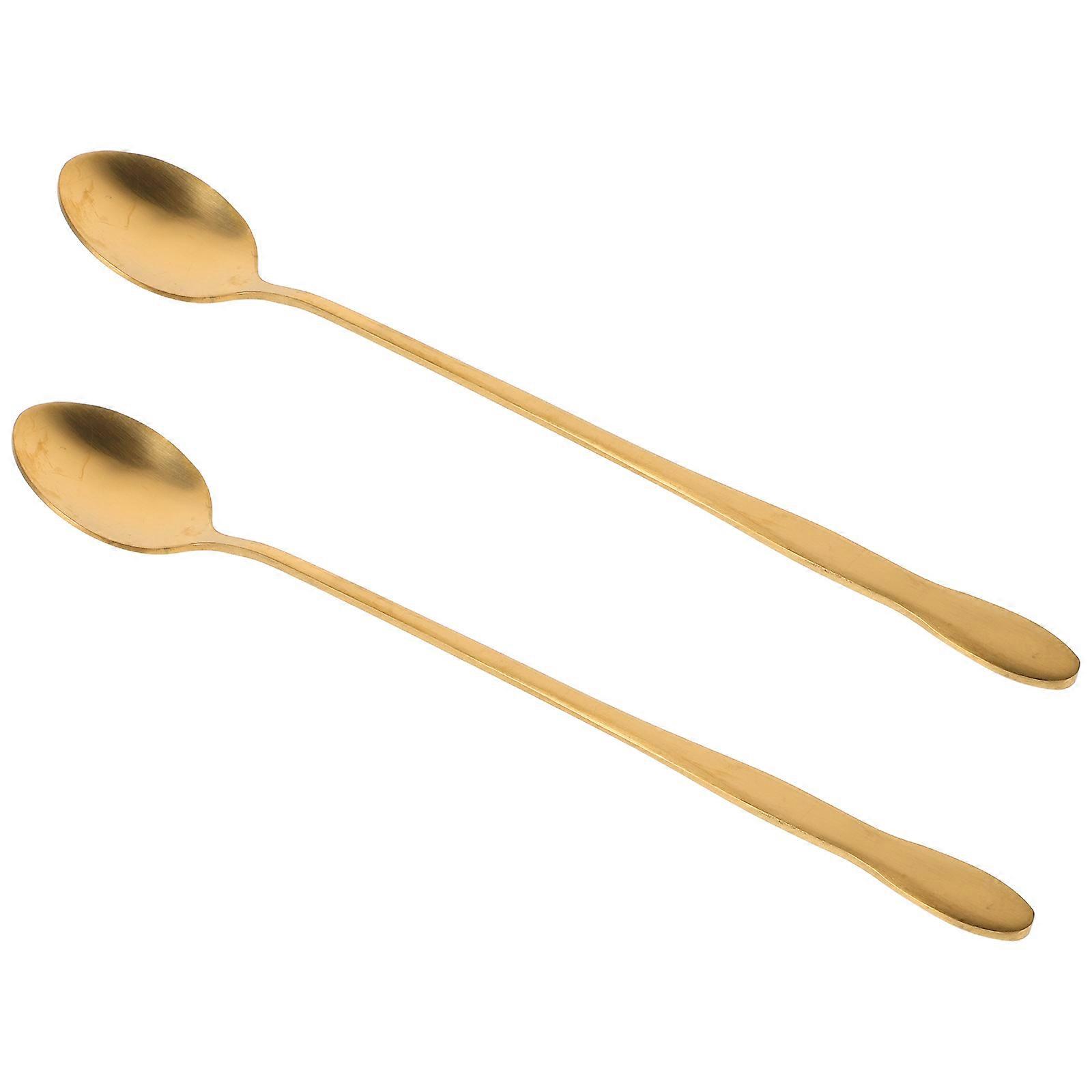 Metal Cooking Spoon Long Handle Coffee Stirring Spoon 4Pcs