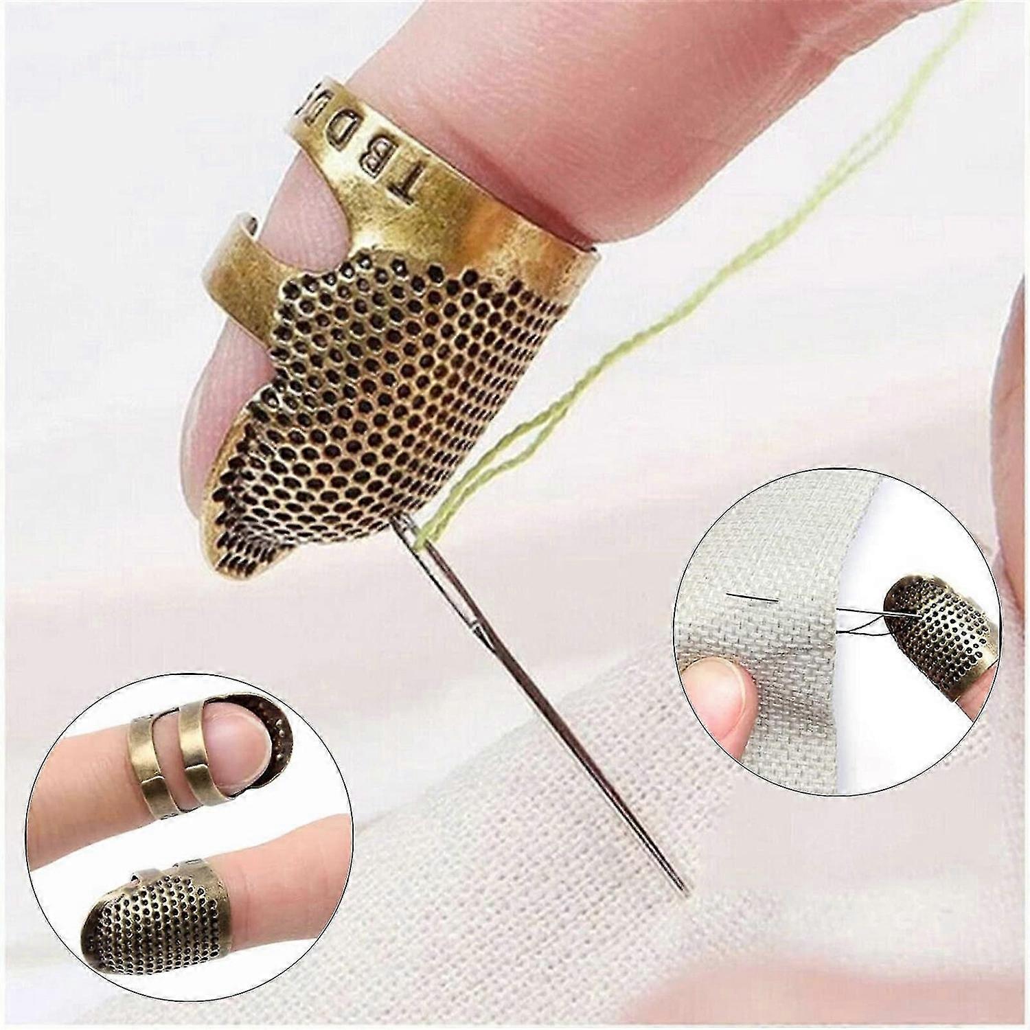 Wooden Needles Case for Storing Sewing Needles, with Sewing Thimble