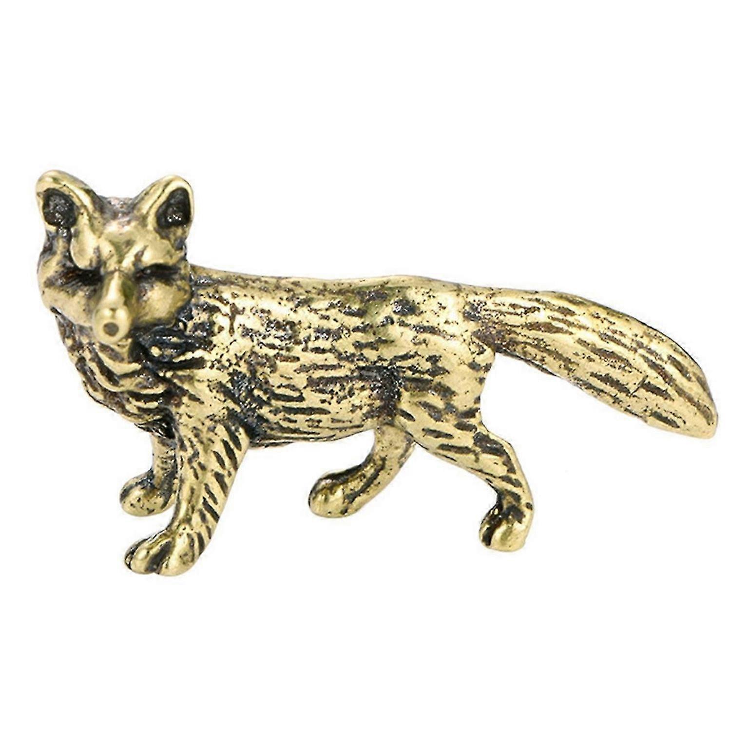 Small Brass Solid Fox Ornaments Brass Metal Statue Decoration