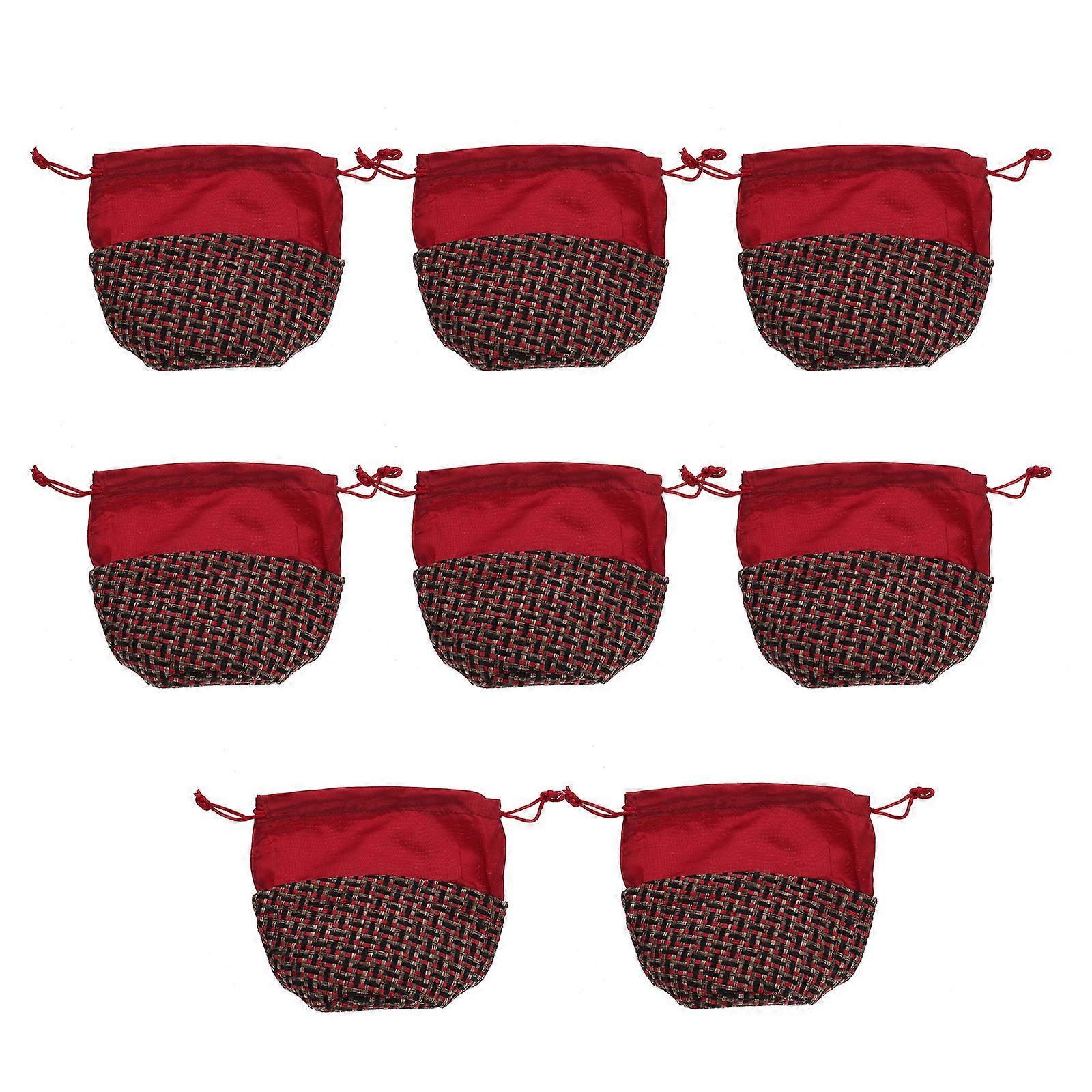 Drawstring Storage Bags for Storage Use Red Cloth Bags 8Pcs Multipurpose