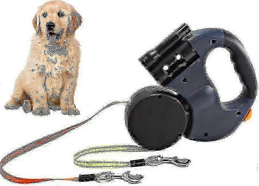 Retractable Double Dog Leash, 3m Double Dog Leash Compatible With Two Dogs Flexible Double Dog Leash With Non-slip Handle, Compatible With Small