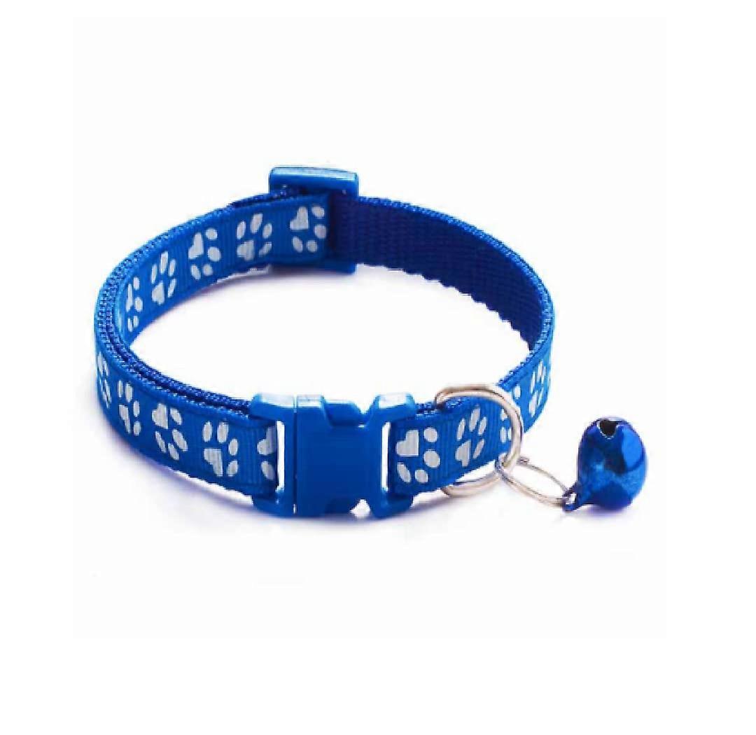 Soft Pets Adjustable Cat Collar Nylon Detachable Bell Puppy Dog Collar Kitten Pet Blue