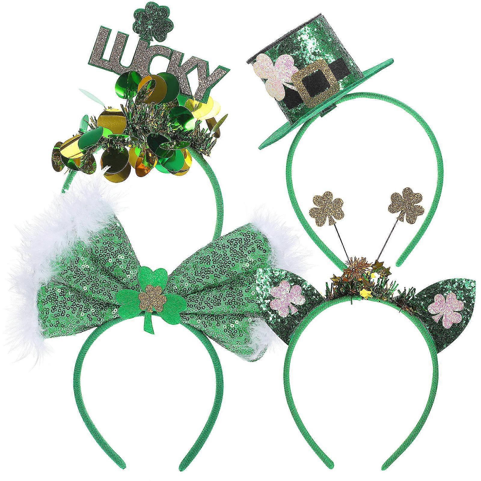 Festive Sequin Headband for St Patricks Day Holiday 4Pcs Set