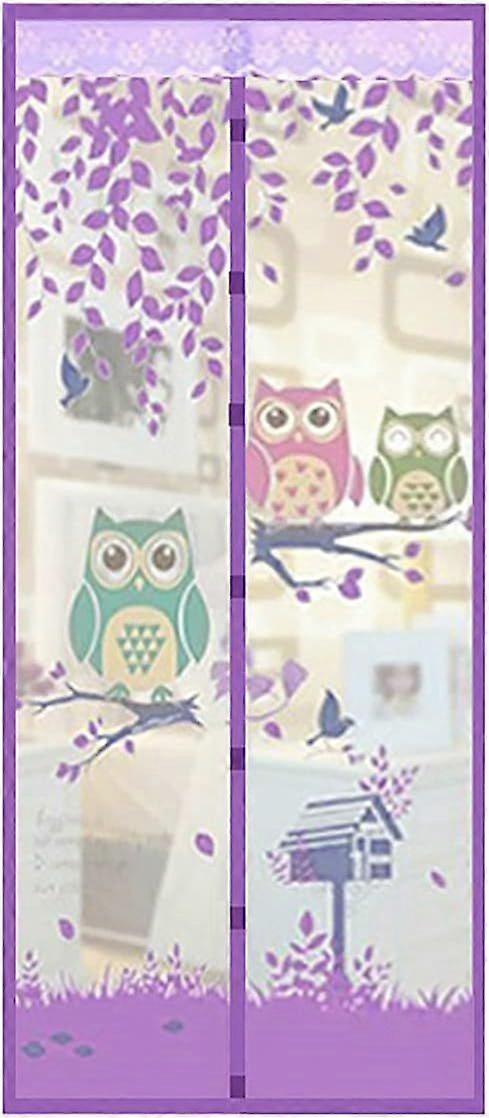 Ruick Magnetic door anti-mosquito screen 100 x 210 cm automatically mesh (Mauve, owl)