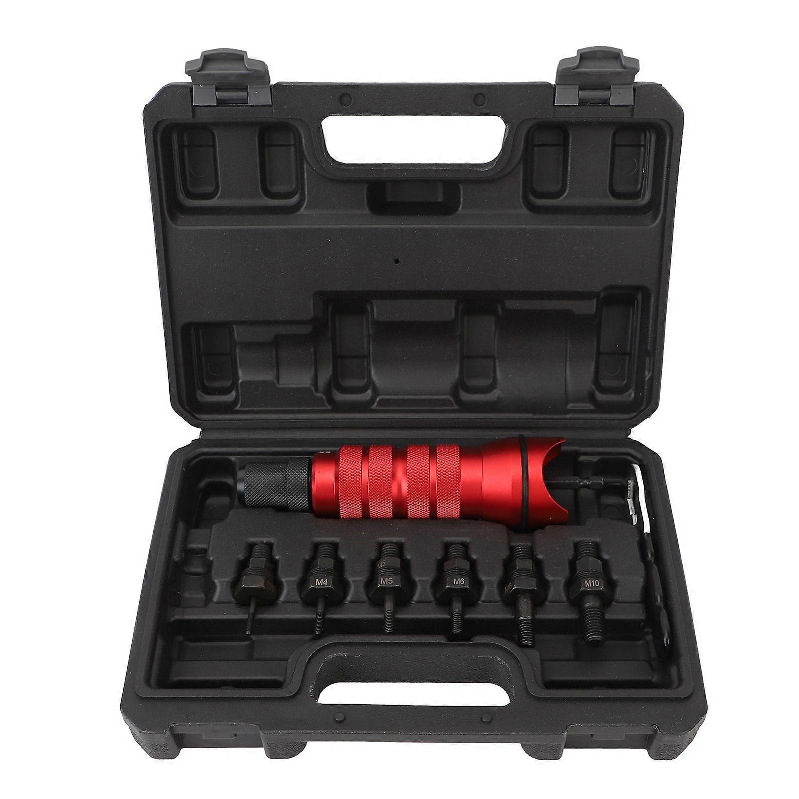 Electric Rivet Drill Adapter Kit Portable with 6 Interchangeable Heads Cordless Rivet Gun Adapter for Installation Maintenance