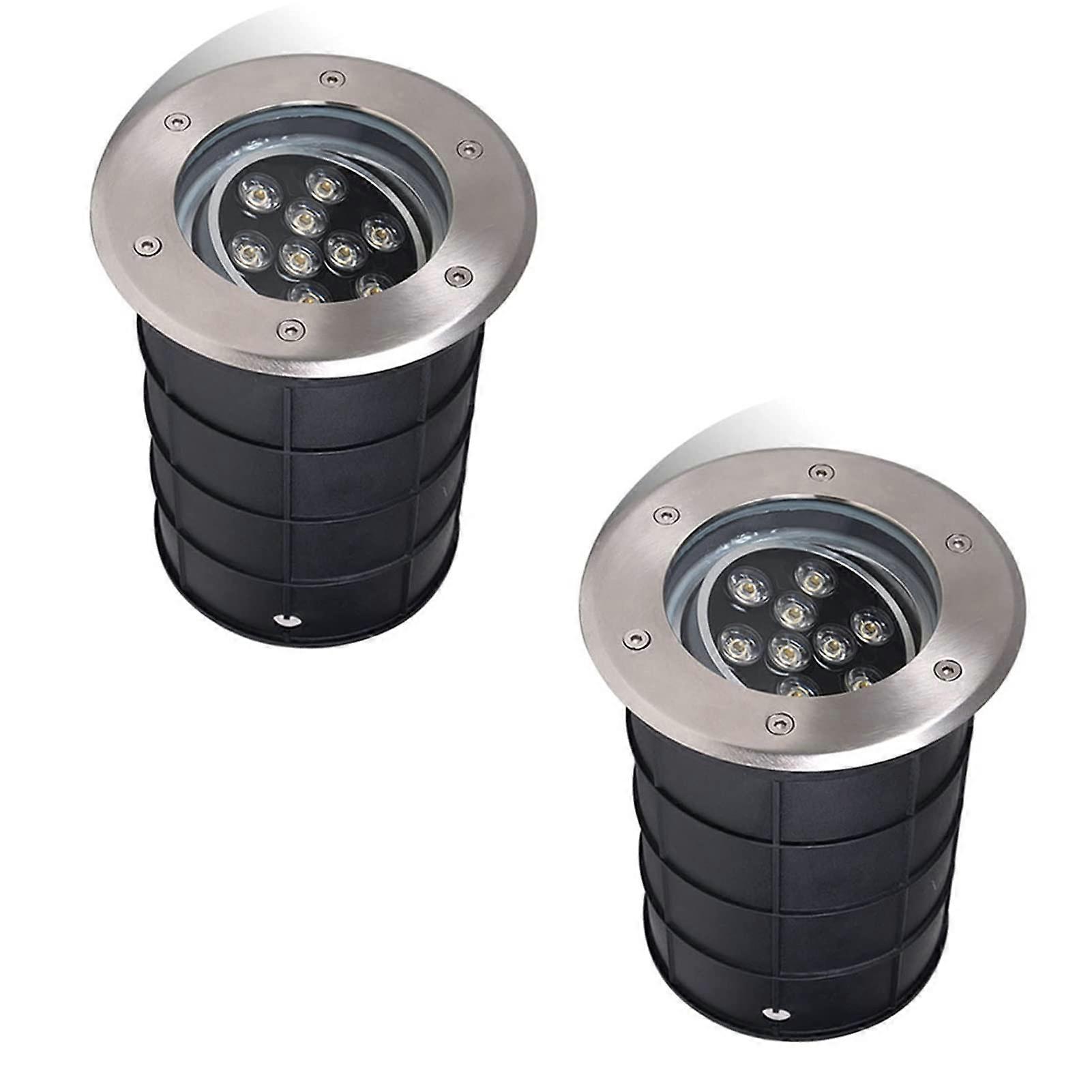 2PCS Landscape Lights - Waterproof IP67 LED Ground Recessed Outdoor Path Spotlight, Adjustable Angle, Green 12W, AC85-265V