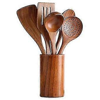 Wooden Spoons For Cooking Teak Wooden Utensils Set Wood Spatula For Nonstick Cookware Kitchen Utensils Set