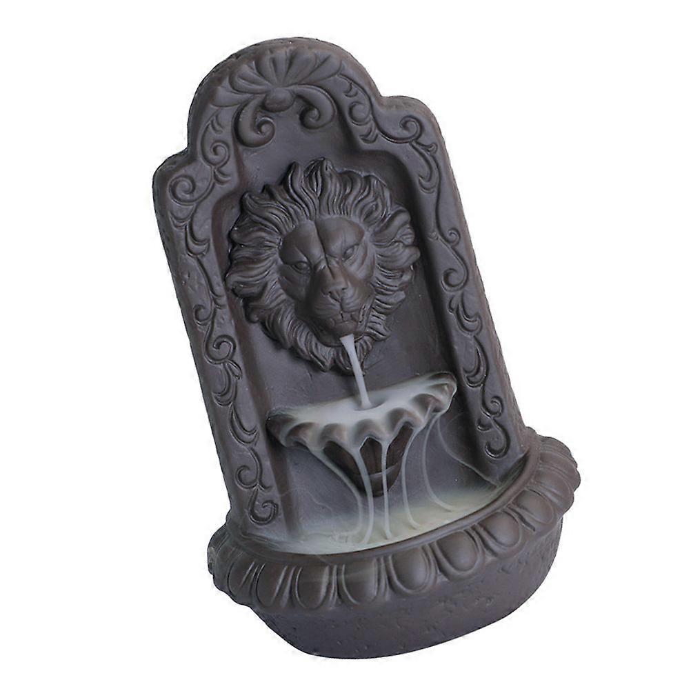 Coffee Ceramic Lion Head Backflow Censer for Decor 1Pcs Incense Burner
