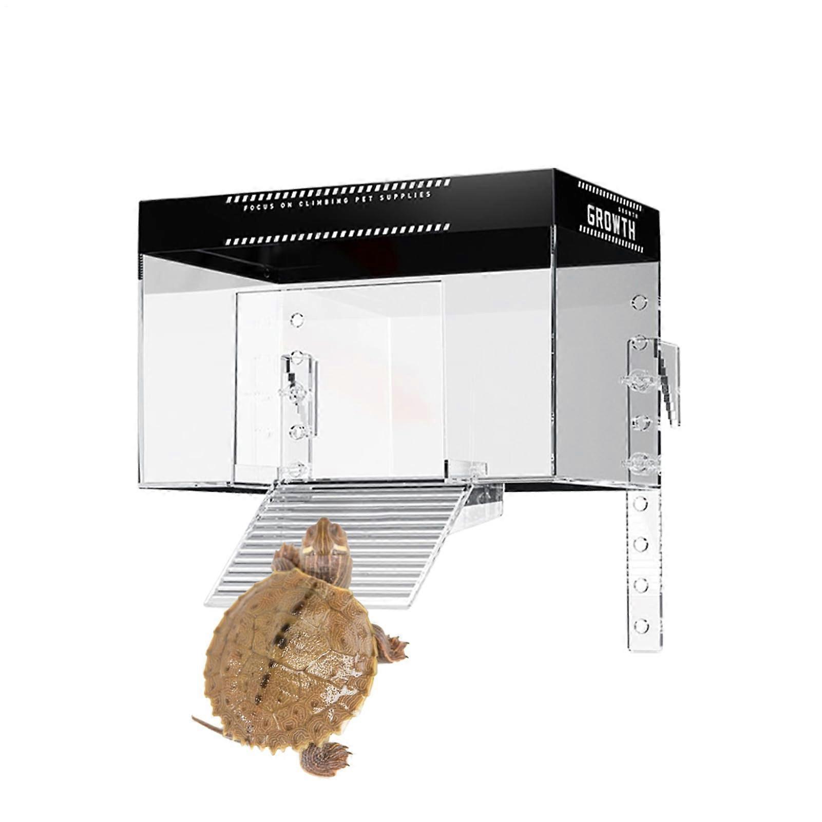 Over Tank Turtle Basking Land Lidded Dock AntiSlip Habitat Topper For Terrapins Medium Living Room Hotel Enclosure