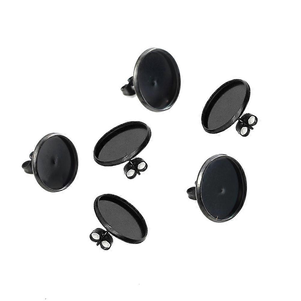 Earring Making Accessories Ear Studs Base for DIY Earrings 30Pcs Black Round Tray