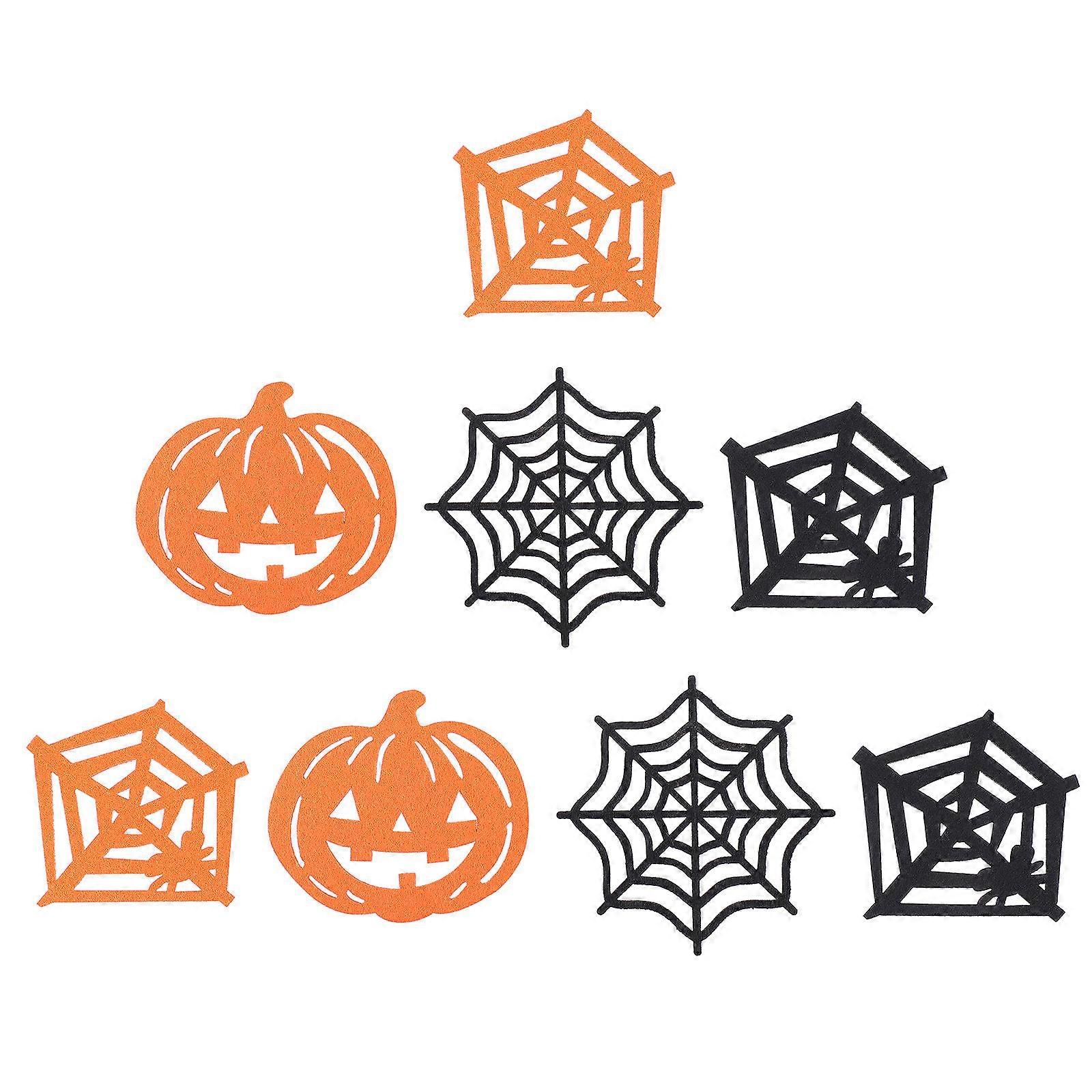 Halloween Coasters 8Pcs Pumpkin Shape Table Decorations For Halloween Party Assorted Color Heat Insulation