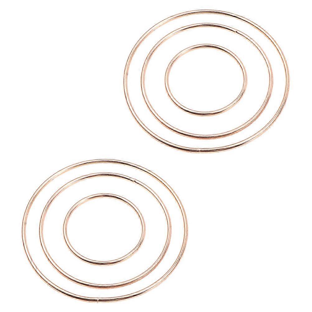 6Pcs Round Wreath Frames Macrame Art Rings 20cm Golden DIY Material for Craft Projects