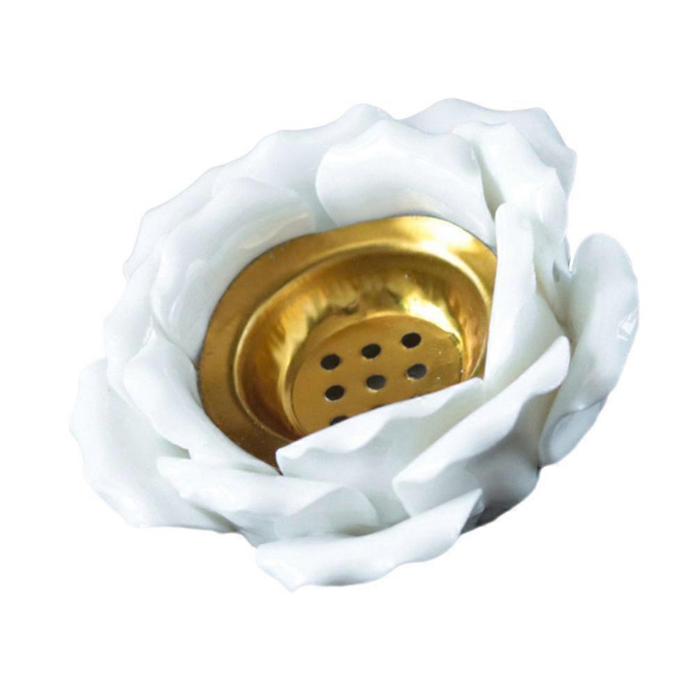 Home Decor Ceramic Candle Holder Ornament 2Pcs White Hand-Squeezed Flower