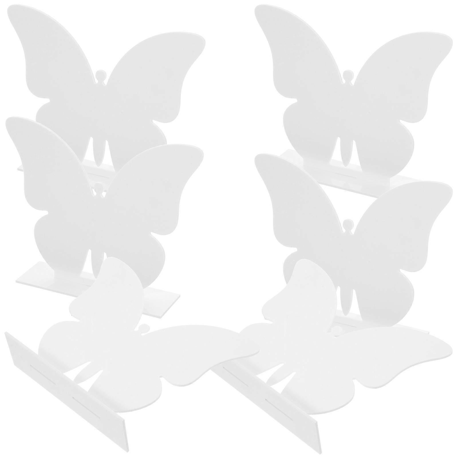 6Sets Acrylic Table Sign for Decor Butterfly Shaped White Blank Stand
