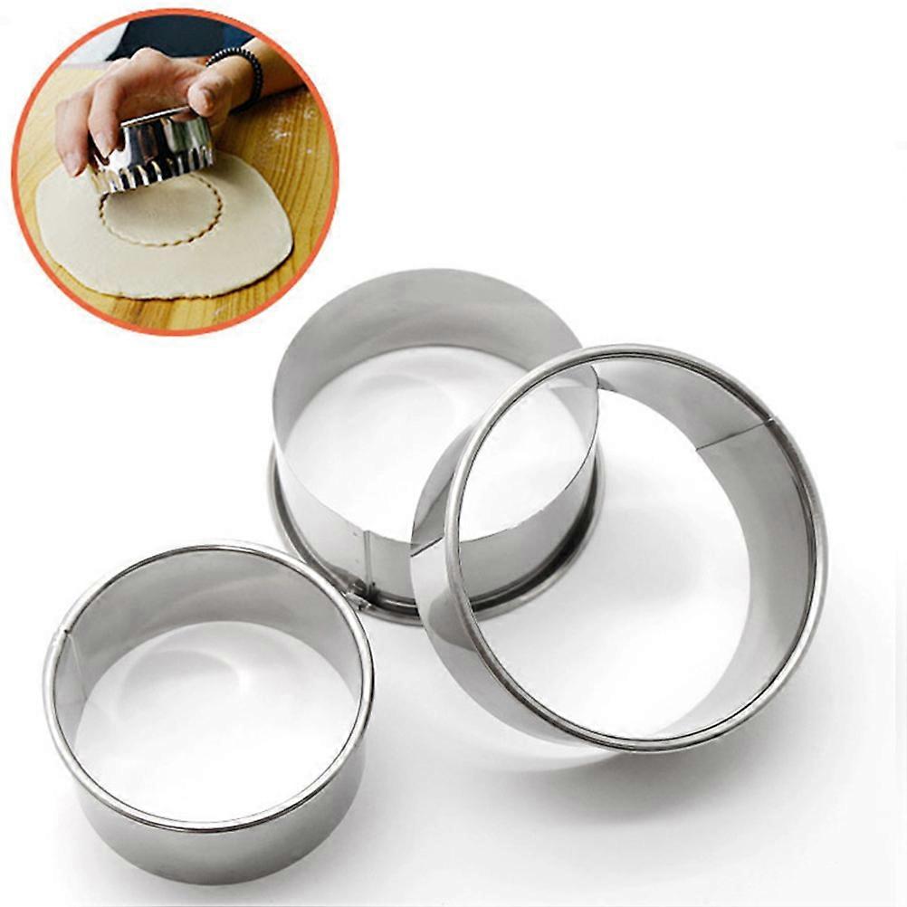 3PCS Biscuit Baking Tools Round Cookie Cutters Kitchen Dining Baking Accessories Smooth Edge Dough Cutting Tool Set