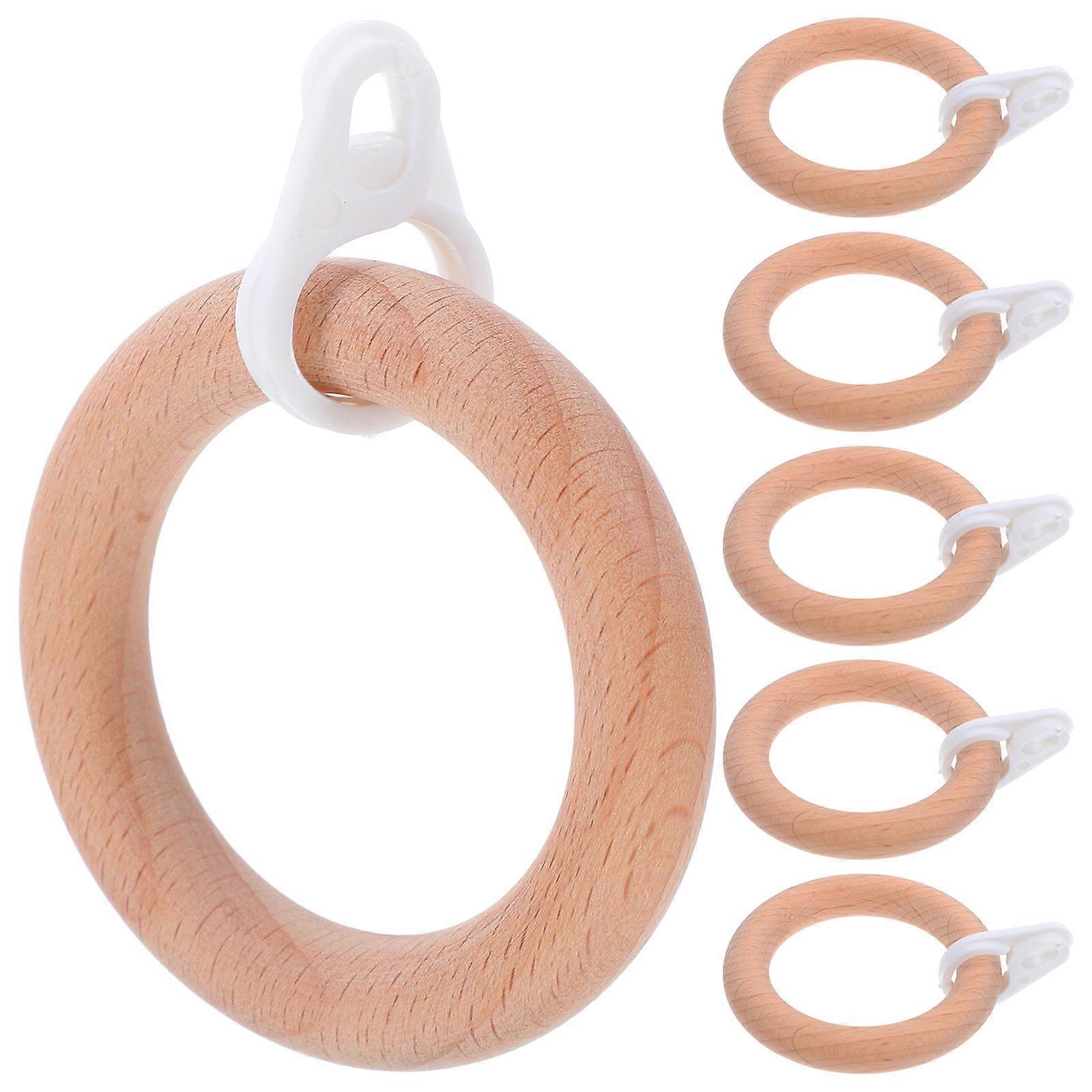 24Pcs Wooden Curtain Rings for Drapery Sliding Khaki Color Wood Circles