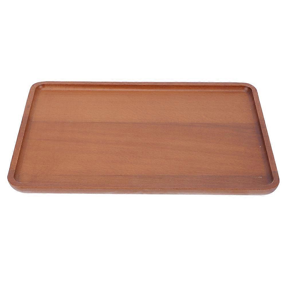 Brown Rectangular Wood Tray for 3Pcs Snack Serving and Food Presentation