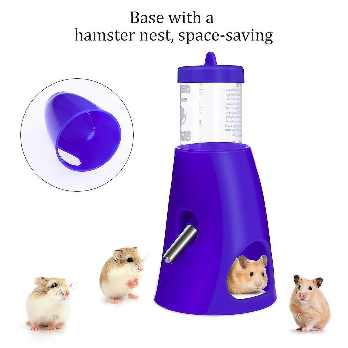 Hamster Water Dispenser Small Animal Hideout Drinking Use Plastic Base 2Pcs