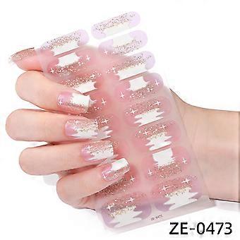 16 Nagellackfolie Nagelsticker 3D Zwiebelpulver Heißprägekleber Nagelsticker ZE-0473 Bare Chip + Nagelfeile