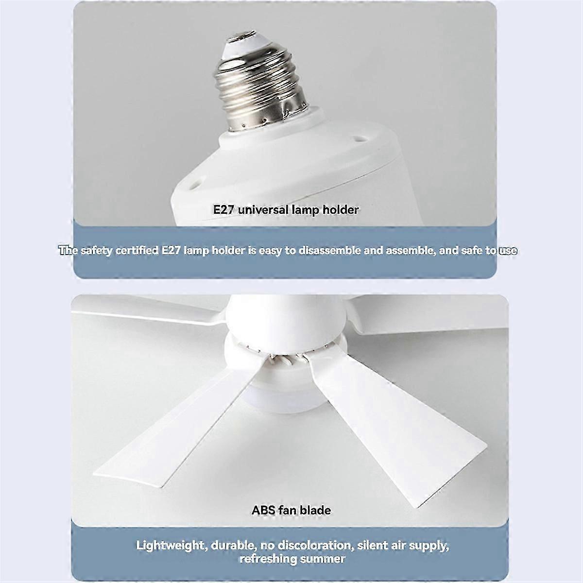 Socket Fan Light with Remote Control Distance 5m E27 3-Speeds Dimmable LED Base Voltage 85-265v 40w