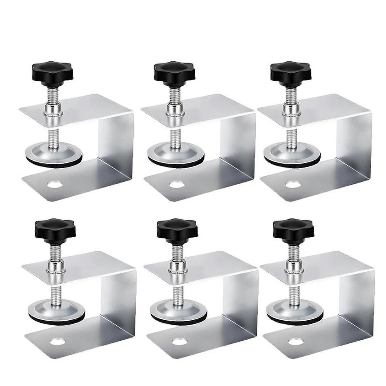 Woodworking Jig 6Piece Cabinet Installation Clamp, Adjustable Hardware Drawer Panel Clips, Carpentry Tools for Mounting