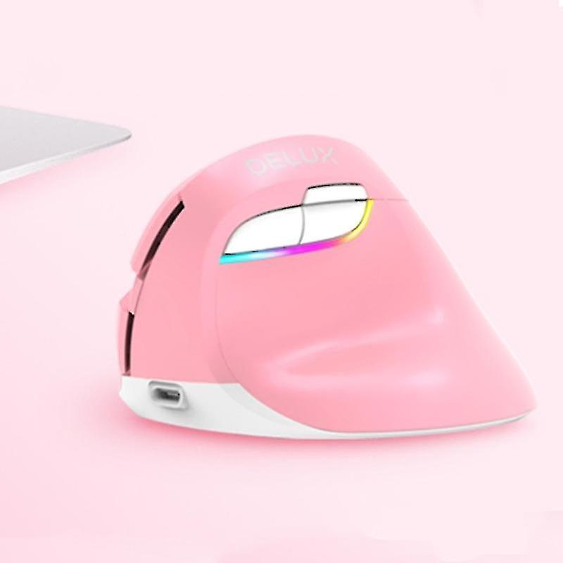 Set di accessori per computer Delux M618 Mini 2.4g Wireless 2400dpi Usb ricaricabile Mouse verticale ergonomico rosa