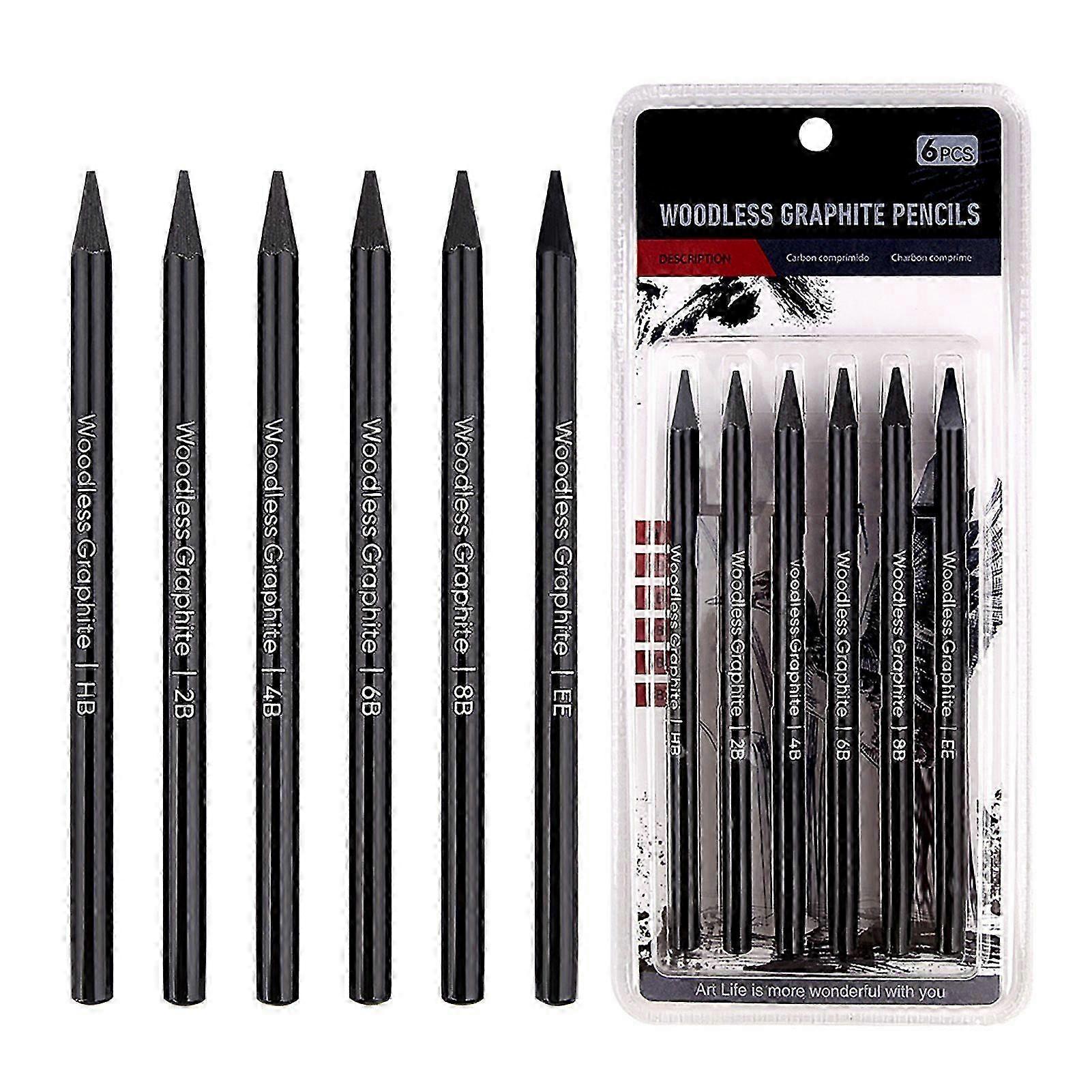 6pcs Graphite Pencil Set Professional High Colorization Graphite Pencils for Shading Blending Detailing