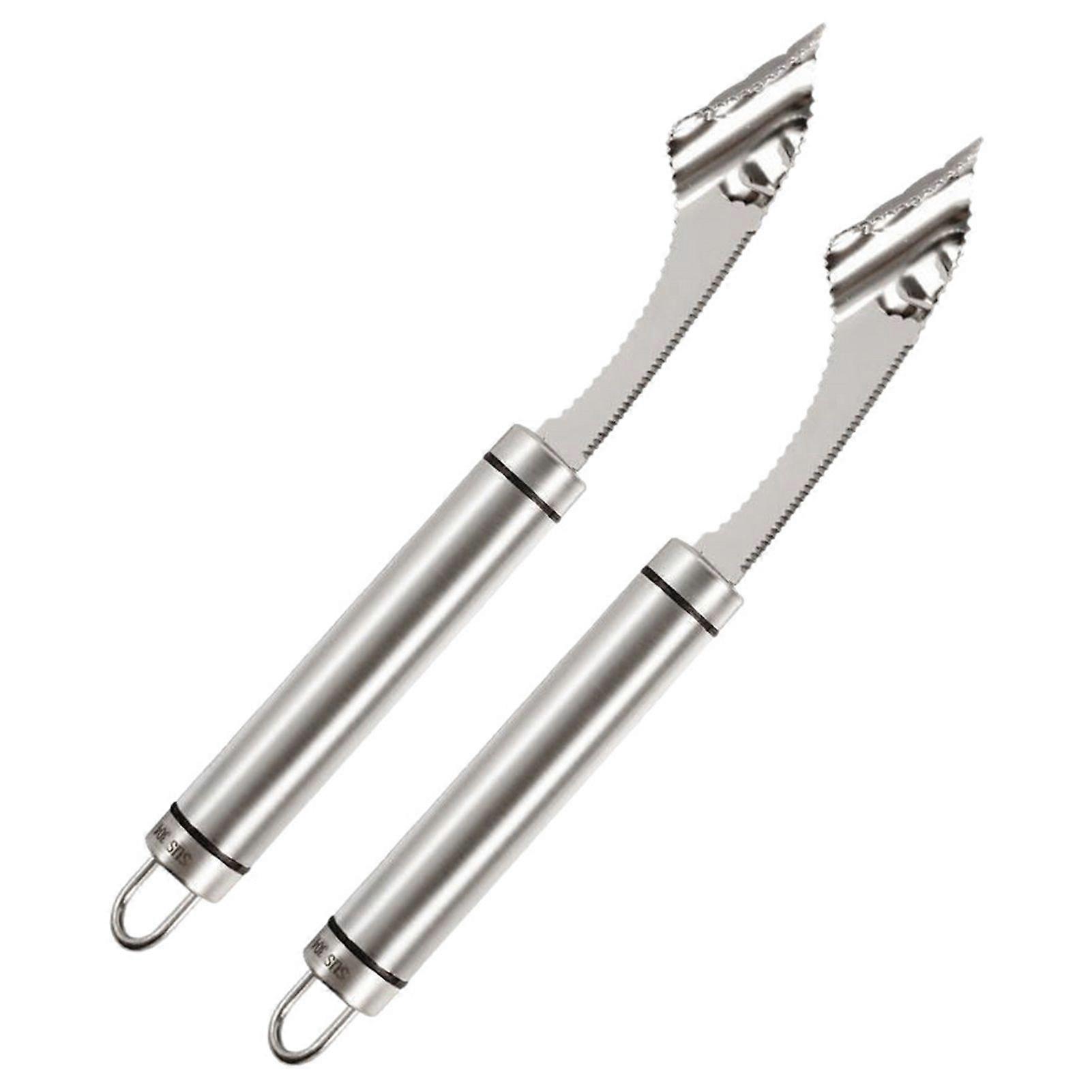 Jikaixiang 2Pcs Chili Pepper Core Remover Spiral Tooth Descaling Machine Easy Grip Kitchen Cutter Slicer for Peppers Cucumbers Bitter Melon