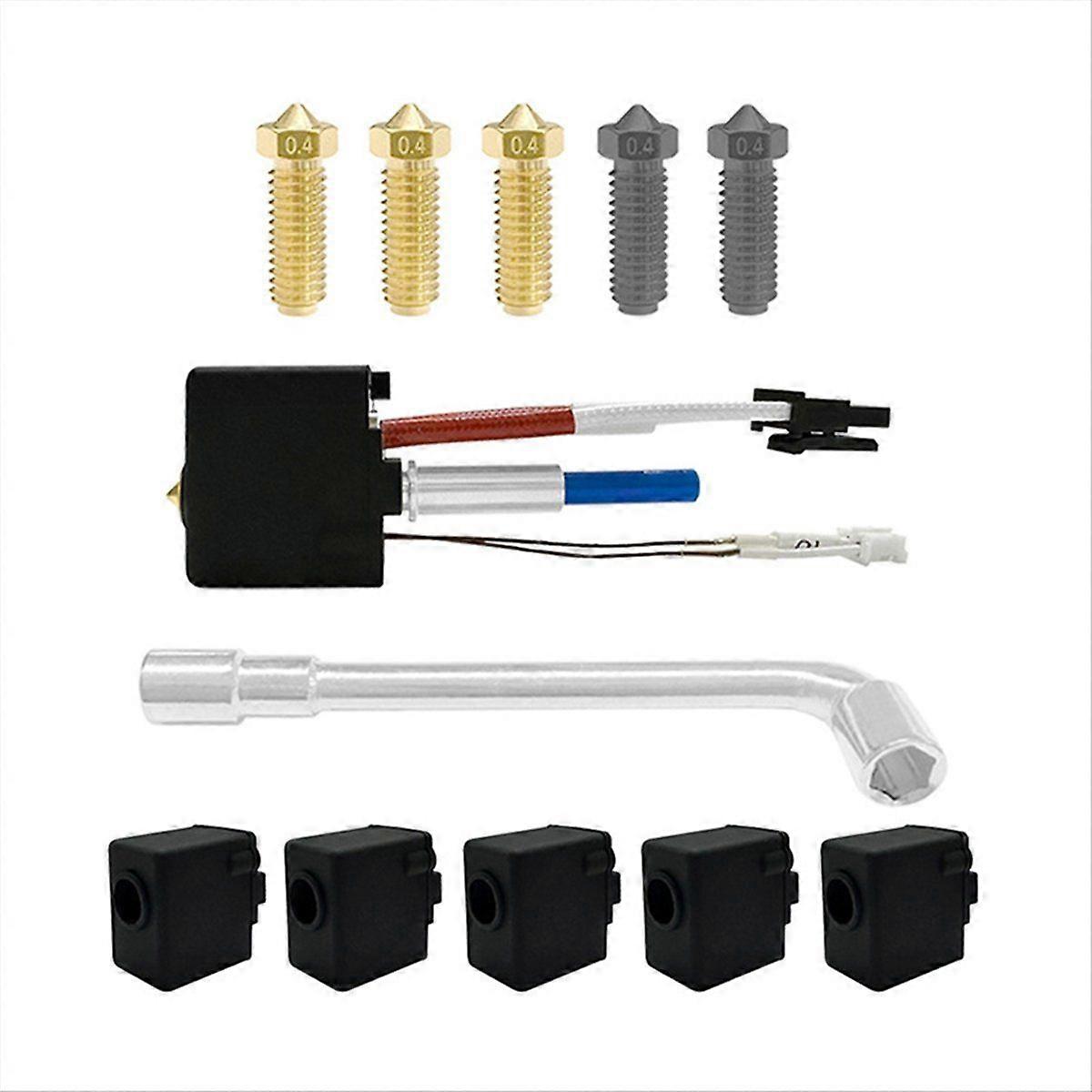 For 2 Hotend Replacement Kit Includes Throat Nozzle Thermistor Heat Block 3D Printer Accessories