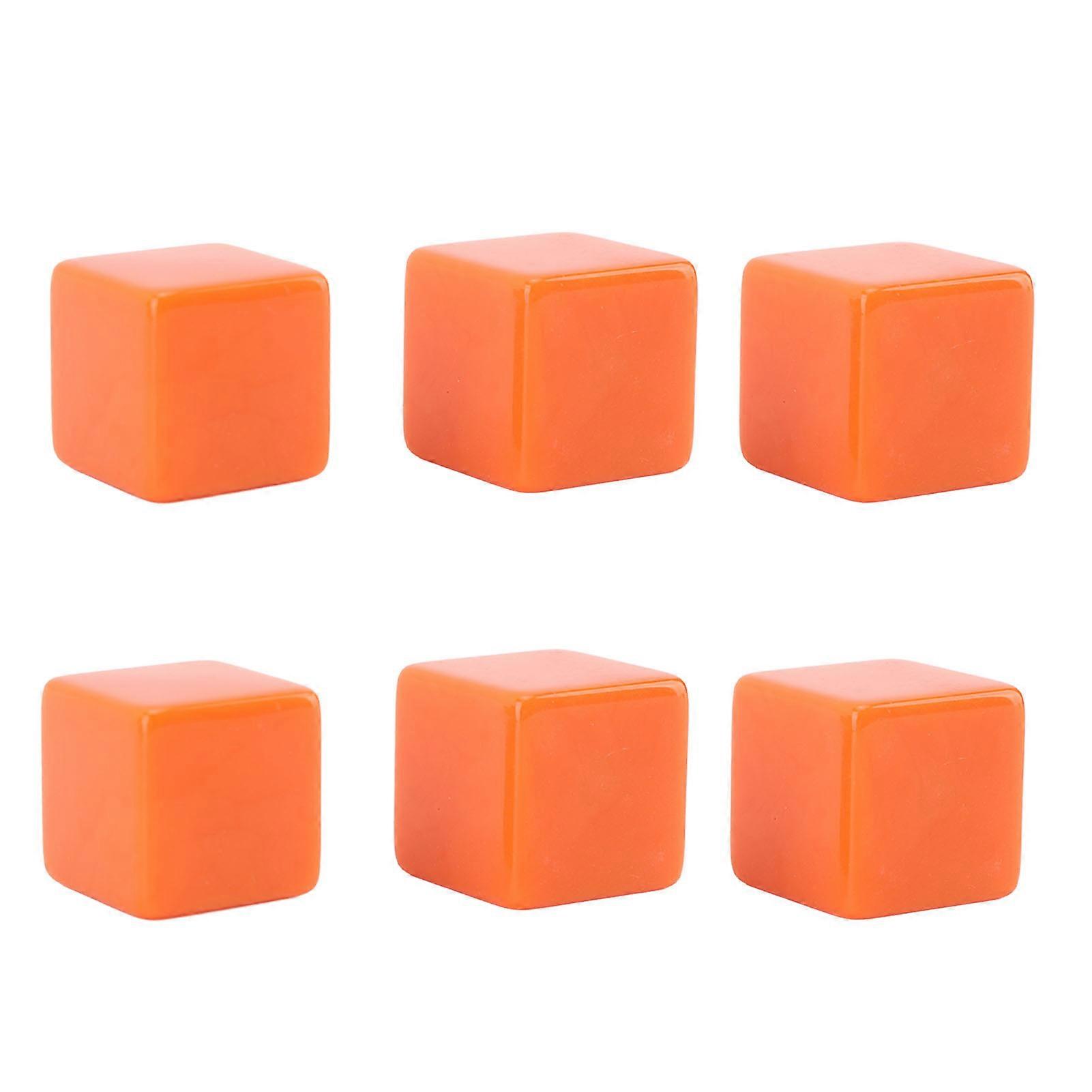 6PCS Blank Dice Cubes DIY Unfinished Dice Blocks Teaching Party Puzzle 6 Sided Dice Plastic Cubes Orange 