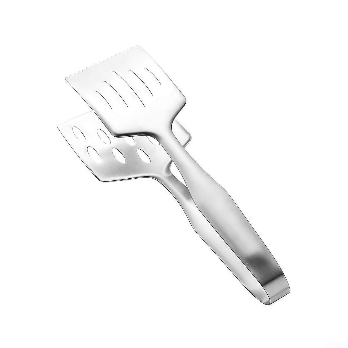 Stainless Steel Serving Tongs With Integrated Spatula Clamp For Precise Flipping And Handling Fish, Steak, Bread Model A