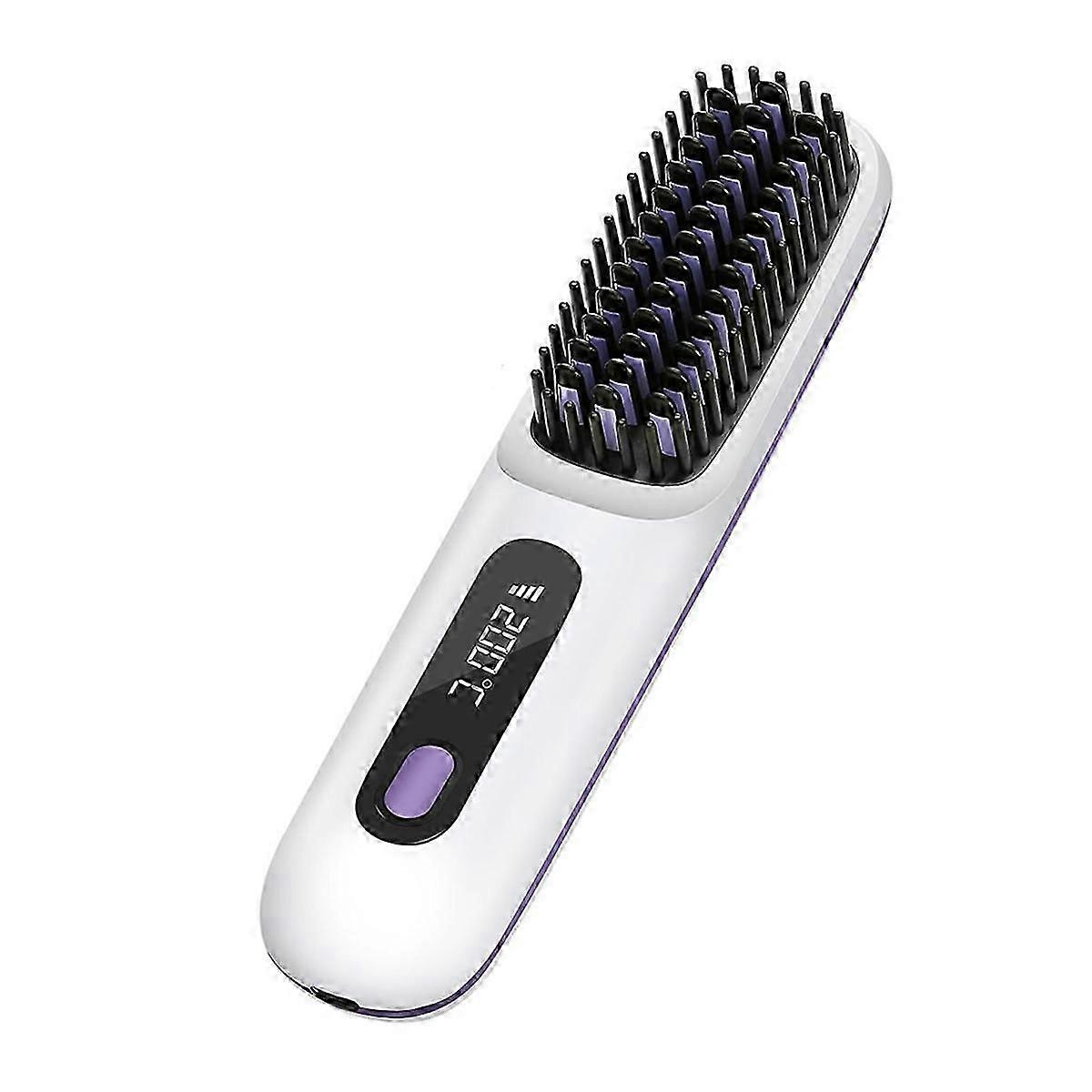 Portable Cordless Hair Straightener Brush with LED Display