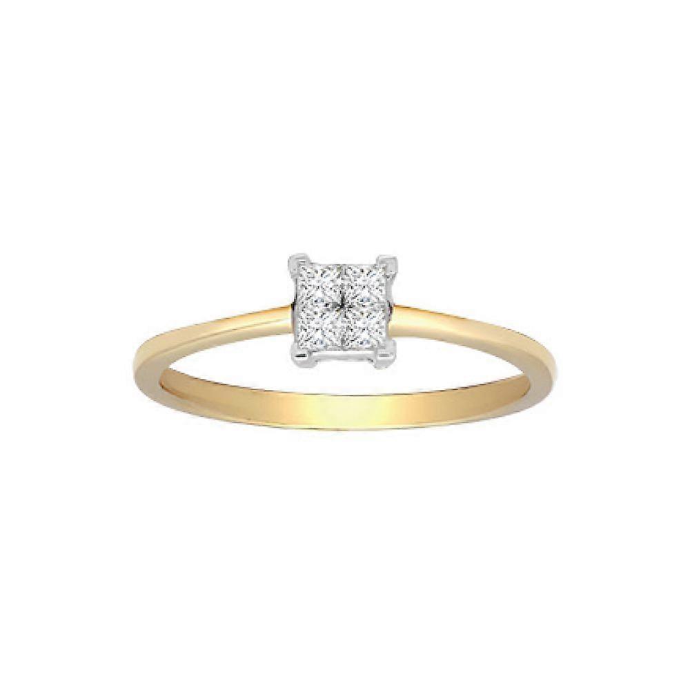 Jewelco Λονδίνο 18ct Χρυσό Ένταση Σύνολο Πριγκίπισσα G VS 0.25ct Διαμάντι 4 Πέτρα Ψευδαίσθηση Πασιέντζα Δαχτυλίδι 5mm