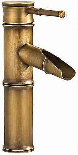 Retro Brass Basin Faucet, Bathroom Faucet for Sinks, Retro Single Handle Basin Faucet, Retro Waterfall Bamboo Pattern Bathroom Sink Faucet, Antique B