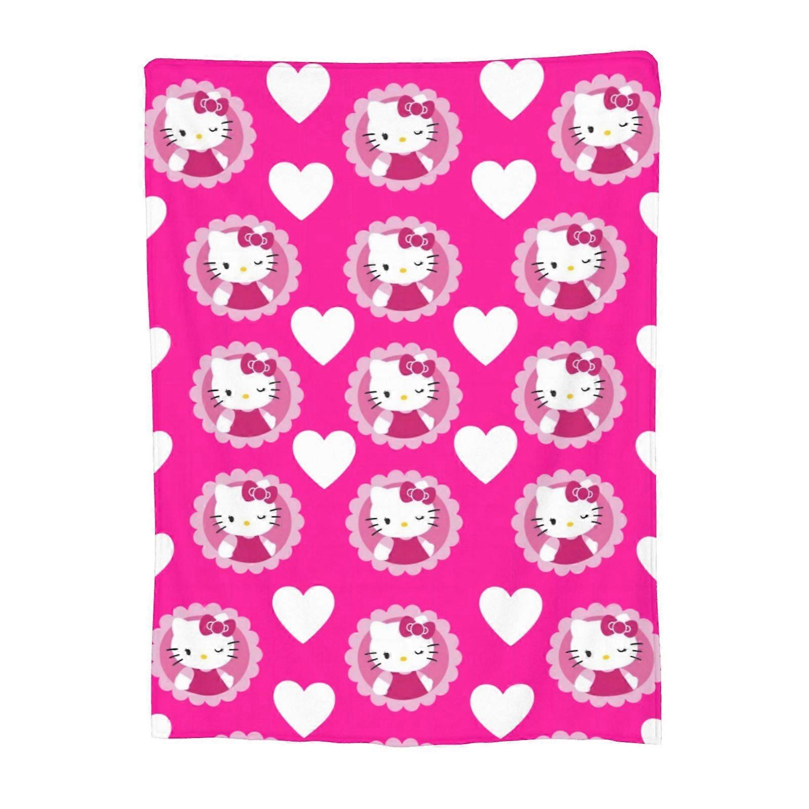 Hello Kitty super soft flannel blanket, 50"x40" single-sided print, compatible with sofa & living room use, cozy air-con throw