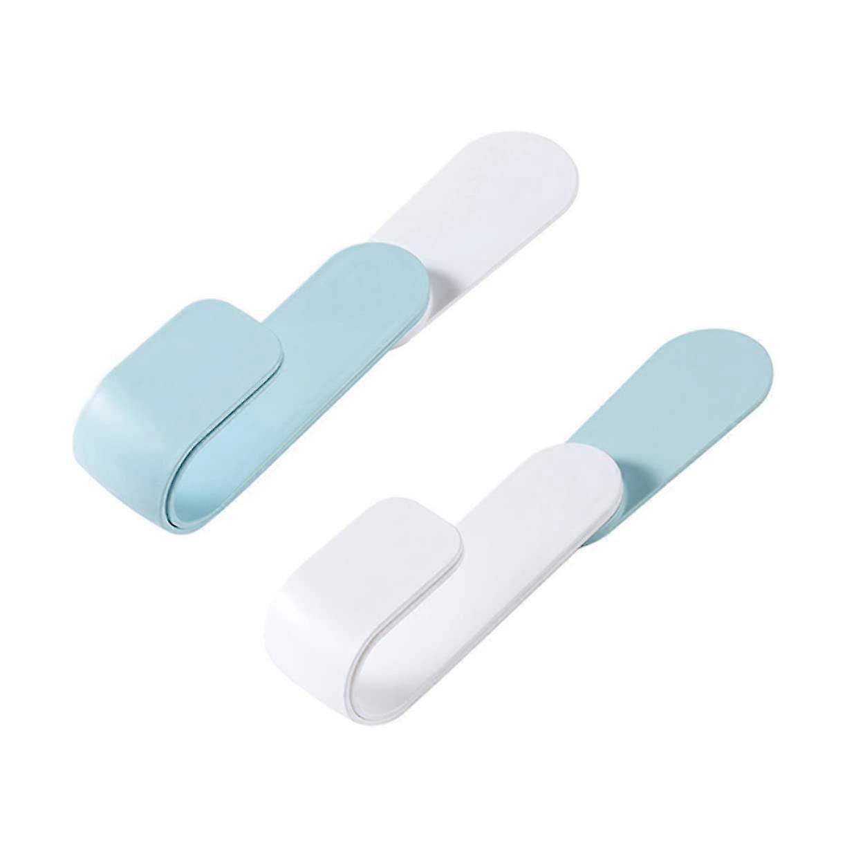 Rotating Pan Lid Organizer White And Sky Blue 2Piece Set With Pot Lid Hooks Punch  Kitchen Storage For Counter Use