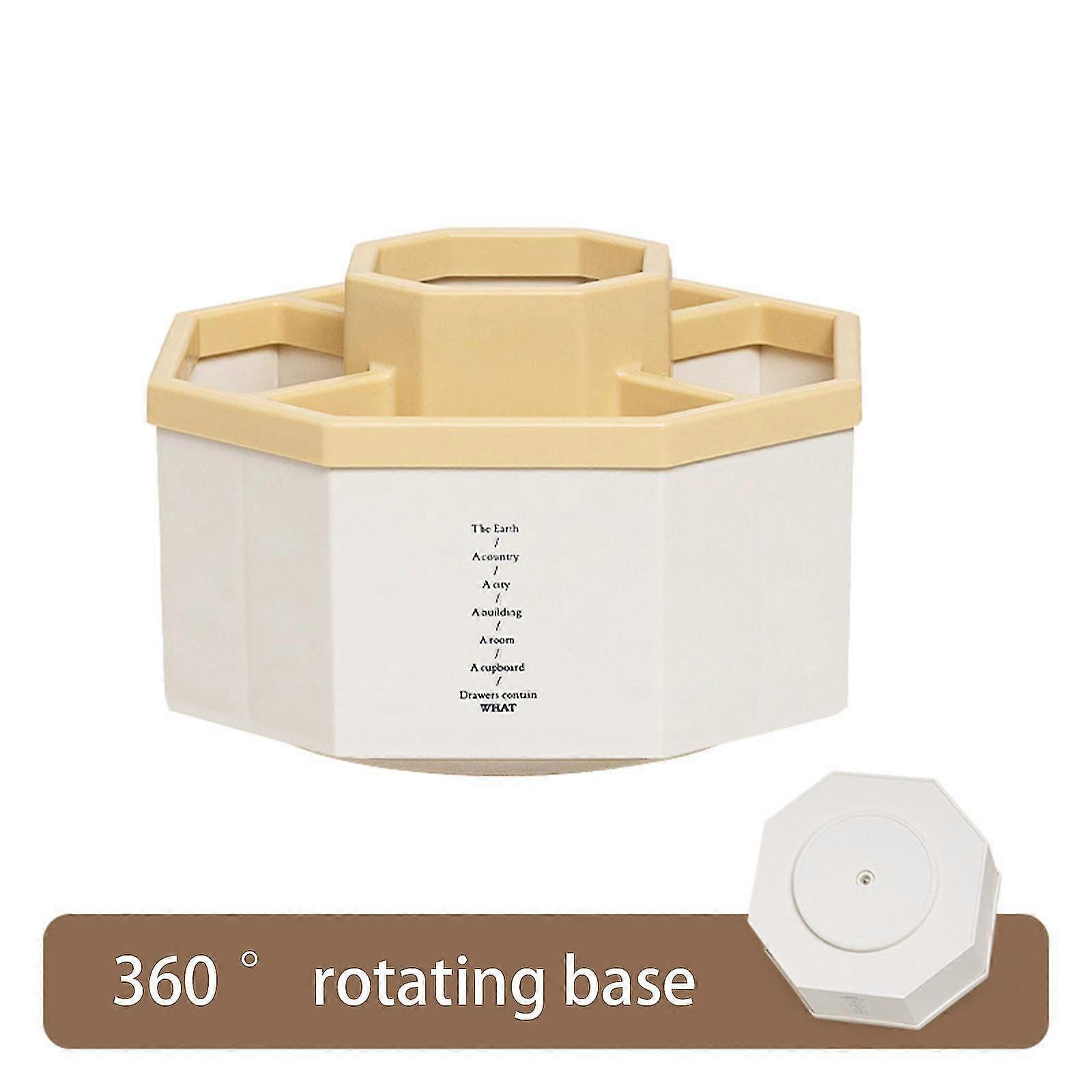 5-grid Multi-function Large-capacity Desktop Storage Box Student Office Pen Bucket Makeup Brush Holder Rotating, 360-degree Rotating Personalized Pen