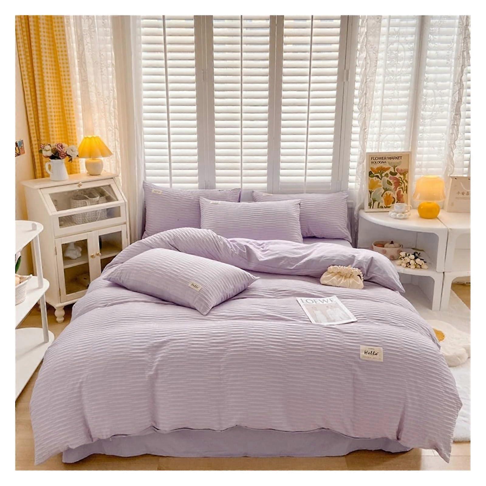 DoubleSided Bubble Yarn Fabric Bedding Set with Duvet Cover and Sheets, Soft Breathable 3Piece Single