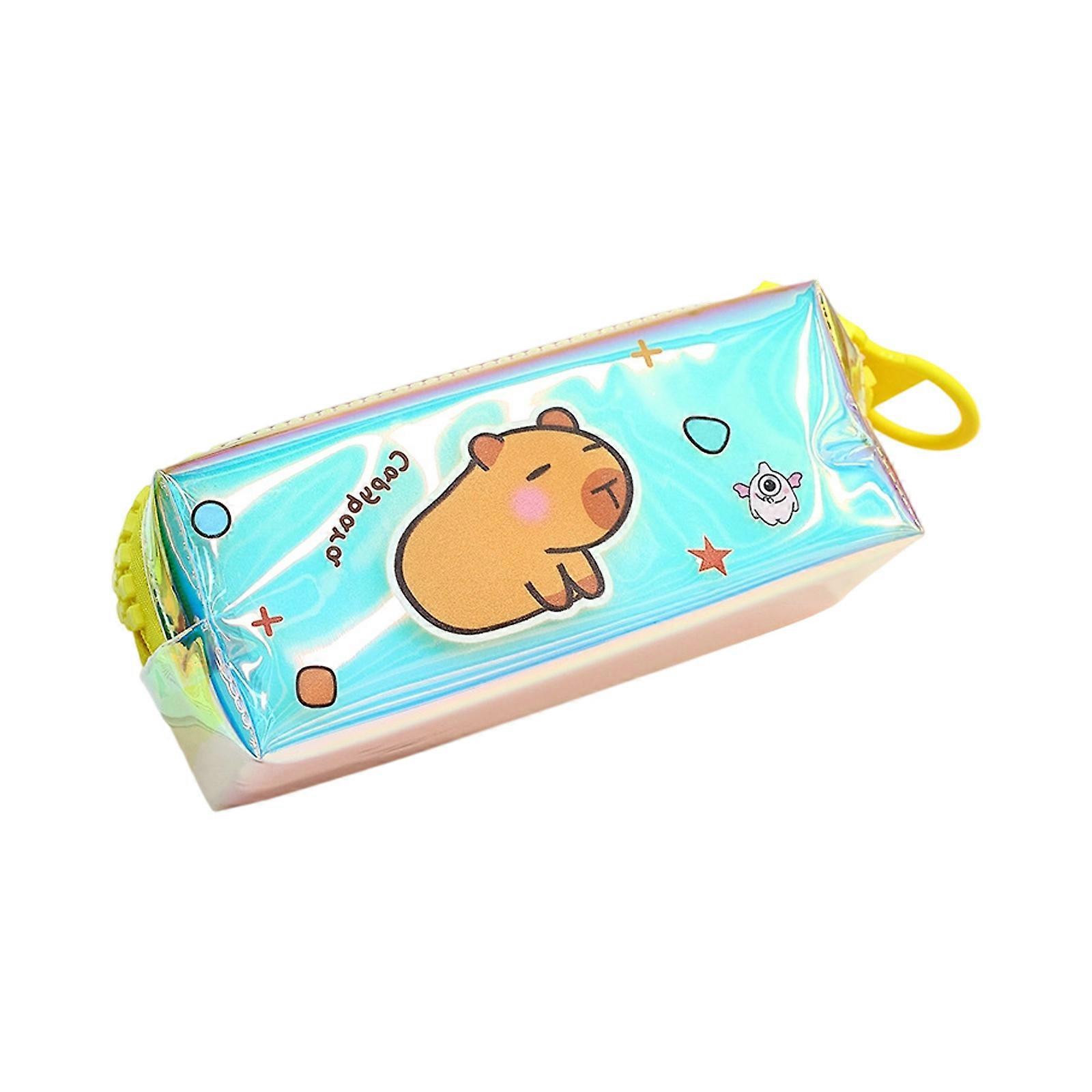 Lovely Hydrochoerus Light Scintillate Pencil Case Large Capacity Slide Bag Multiple Use Writing Materials Planner  Yellow
