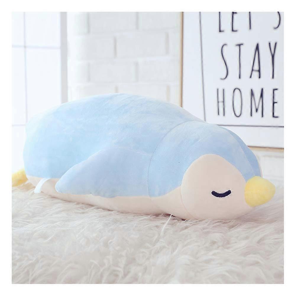 Stuffed Penguin Plush Toy Pillow 19.7 inch Soft Ocean Animal Cushion for Kids Blue