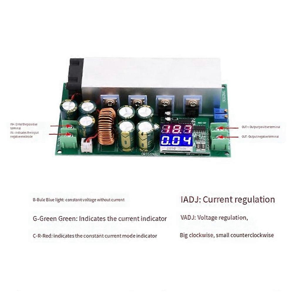 DC12-80V 20A Step-Down Power Module Current Constant Voltage Voltage Current Display 600W Buck Converter Module