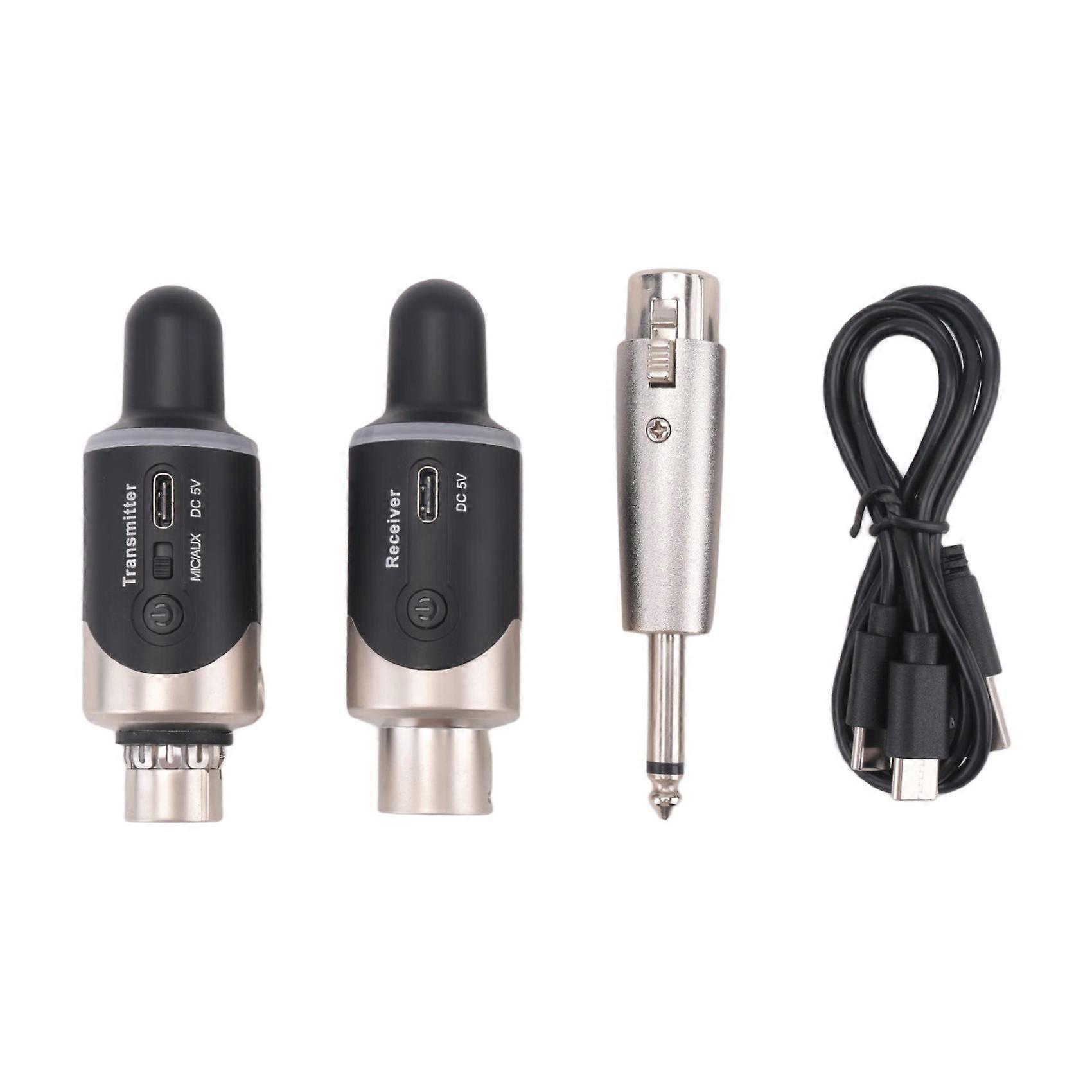  UHF Wireless Mic Adapter XLR Transmitter & Receiver Converter Wireless Mic Rechargeable for Live Interview/Studio