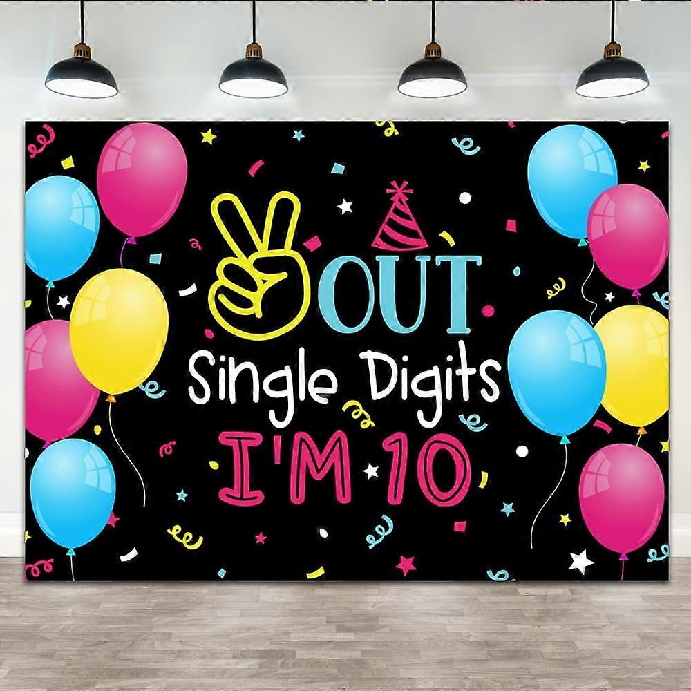 Custom 7x5ft 'I'm 10' Happy Birthday Backdrop for Kids, compatible with Colorful Balloon Double Digits, 10 Year Old Party Yard Sign, Photo Props