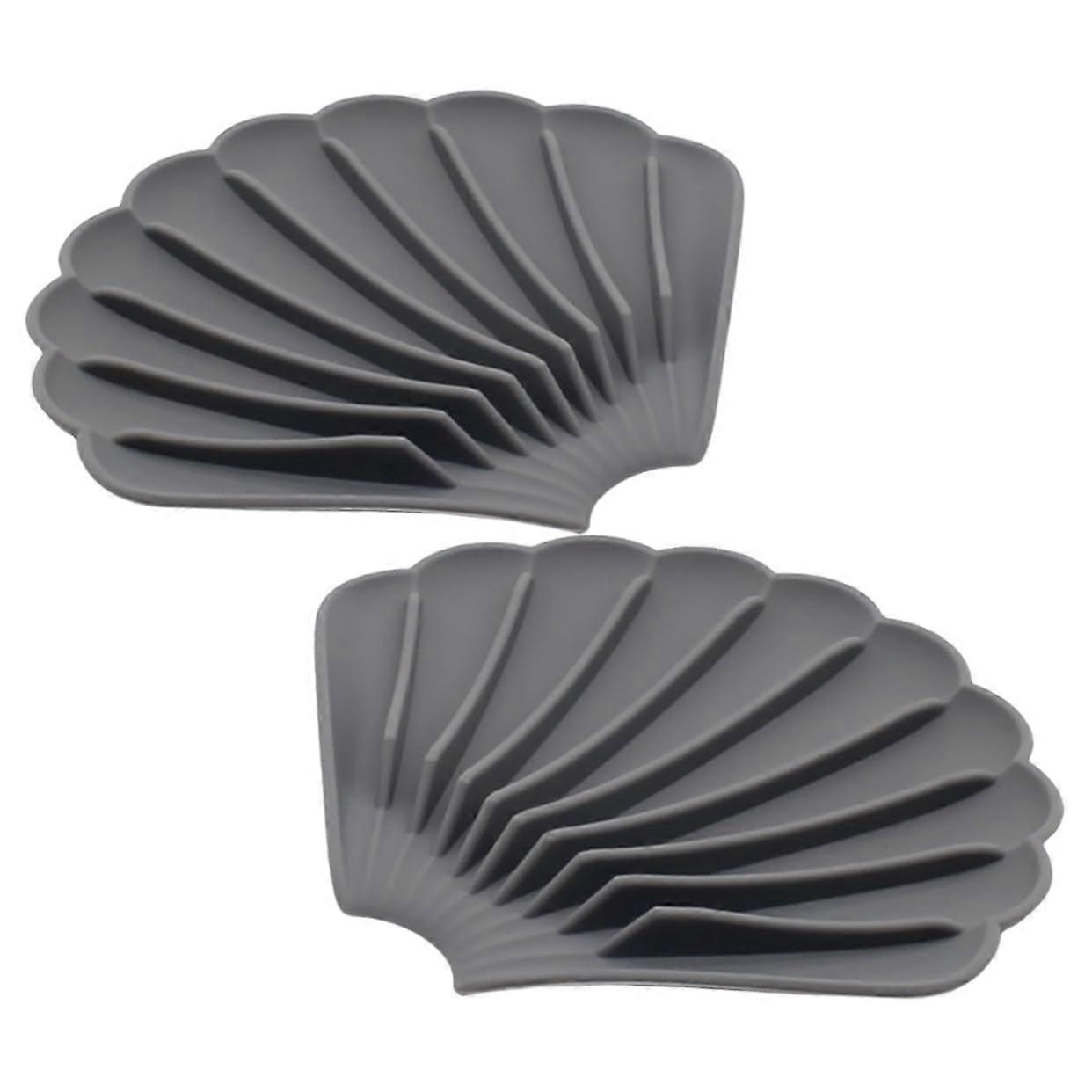 2 Pack Silicone Soap Holder with SelfDraining Design for Bathroom and Kitchen NonSlip Gray