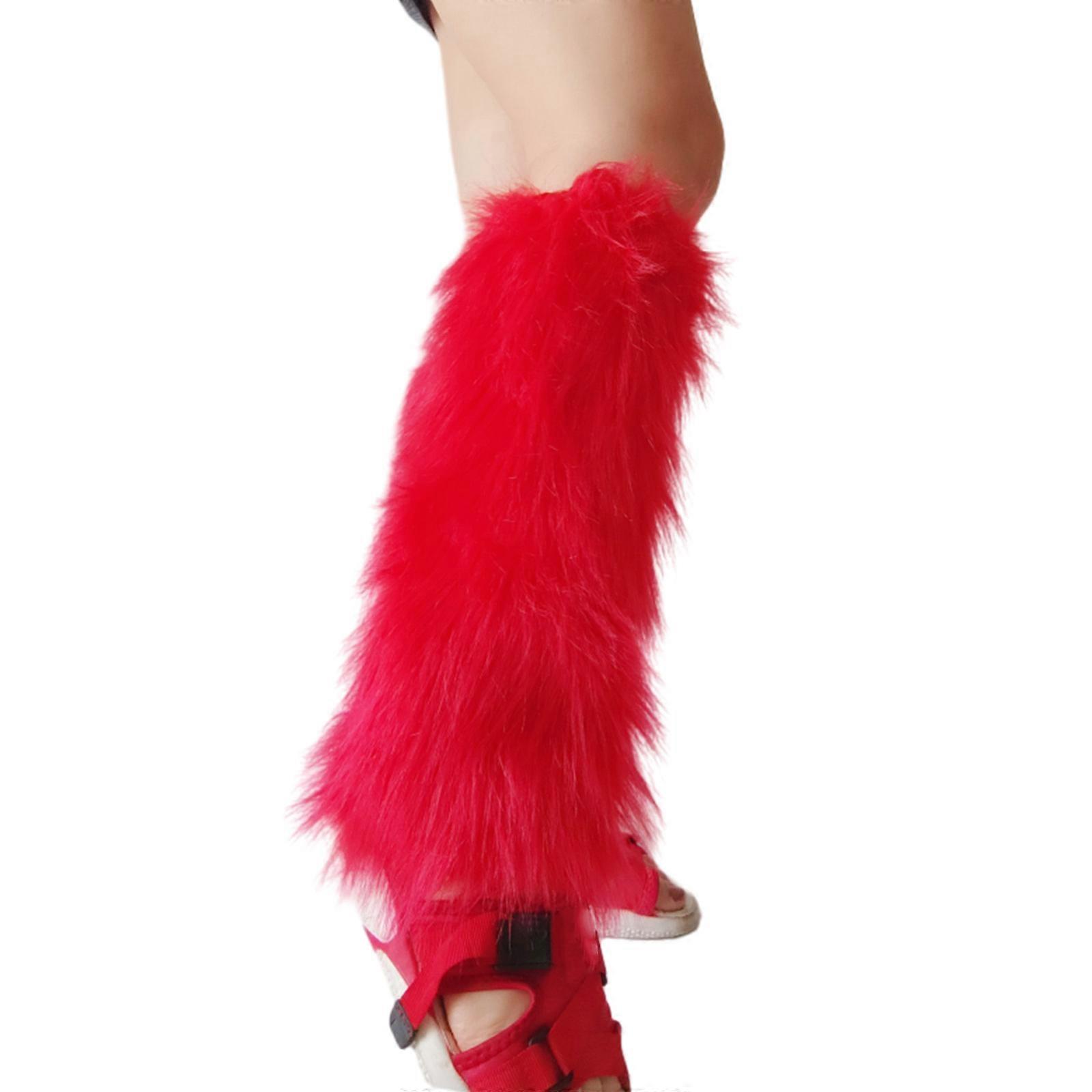 נשים פרוות רגל חם יותר חורף פרוותי ארוך מגף חפתים כיסוי נעליים מטושטש תחפושת מסיבת חג הופעות פסטיבל לשחק 30